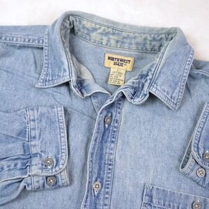 Vintage Northwest Blue Pocket Denim Shirt Long Sleeve Metal Button Down Mens L